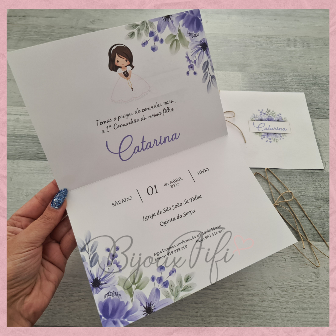 Convite dobrado "Floral Lilac"
