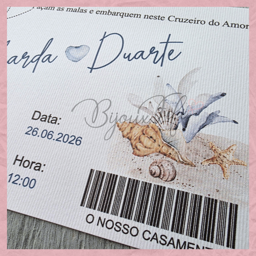 Convite Wedding "Cruise Ticket"