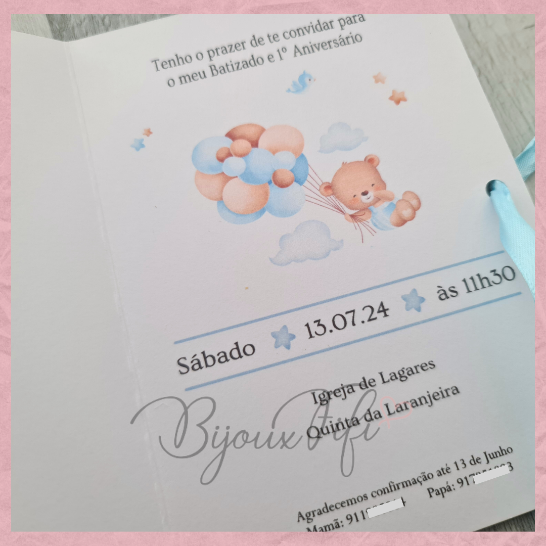 Convite Livro "Cute Bear" Rose