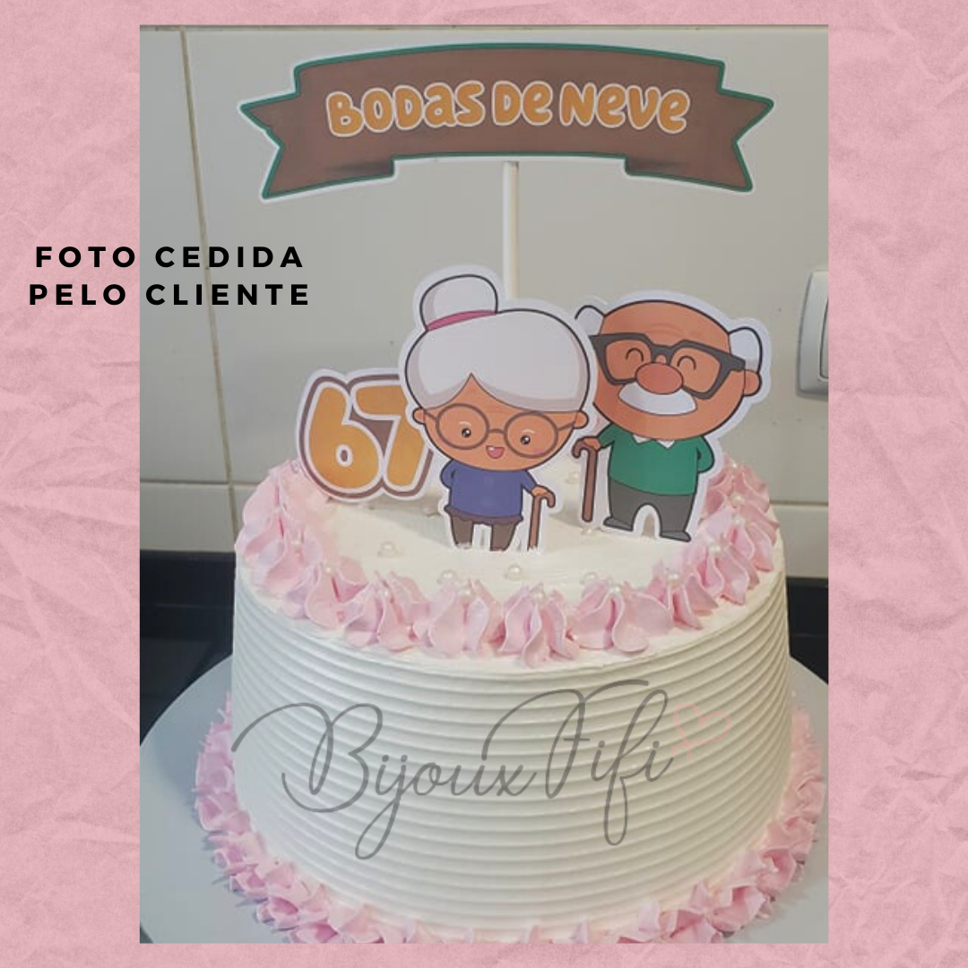 Topo de Bolo "Bodas de Neve"