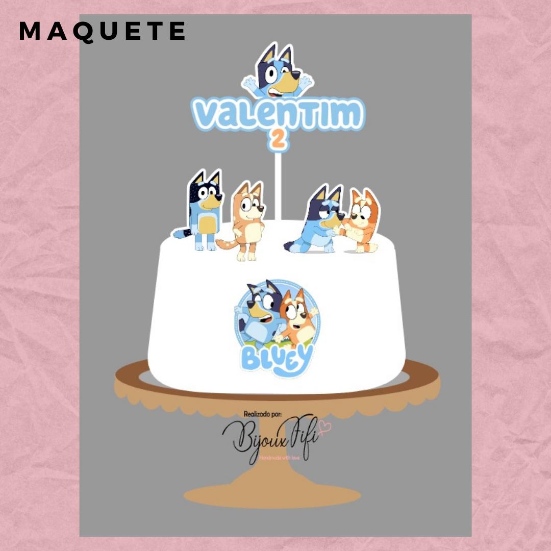 Topo de Bolo "Bluey"