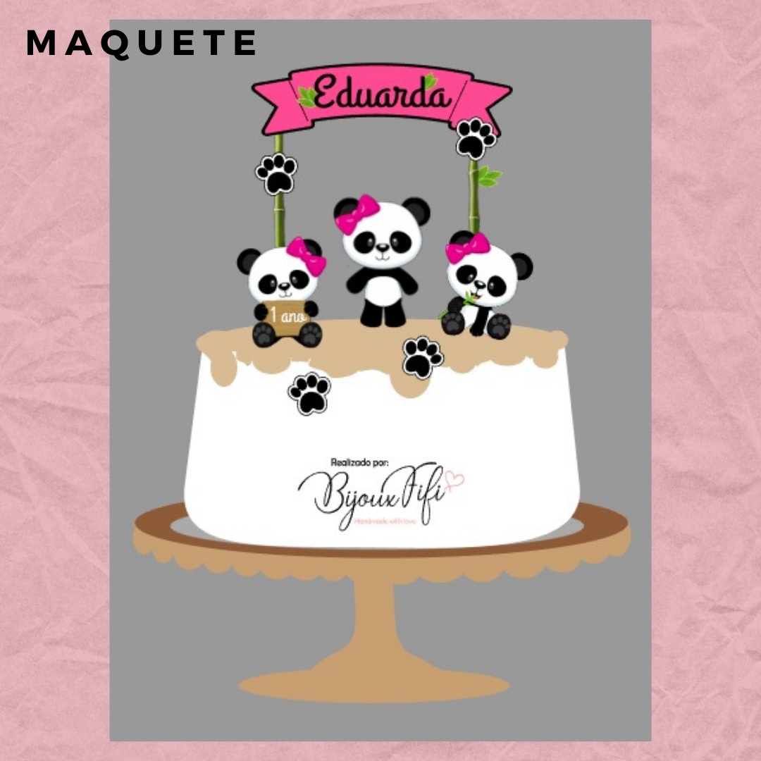 Topo de Bolo "Panda"