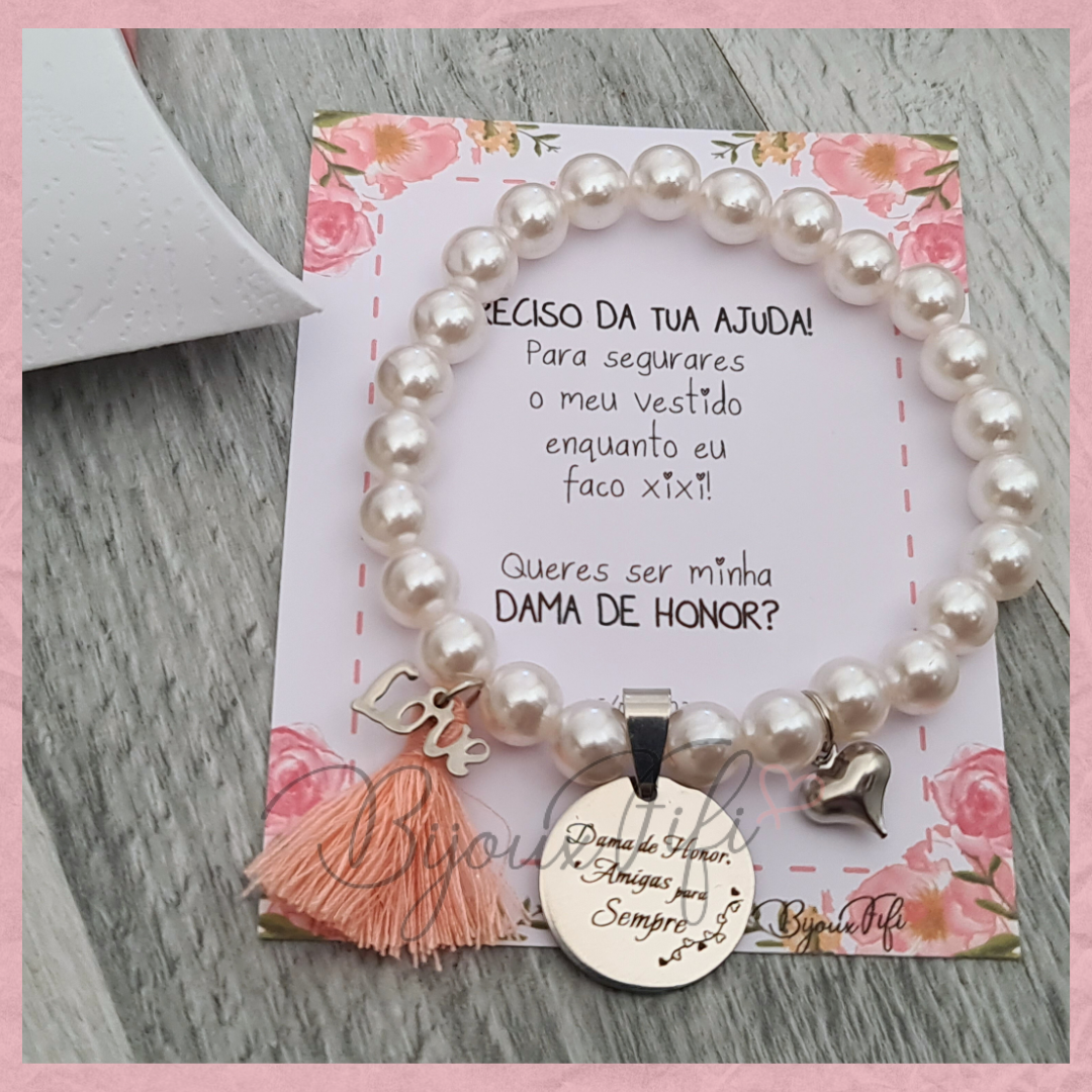 Pulseira Pérolas "Dusty Rose"