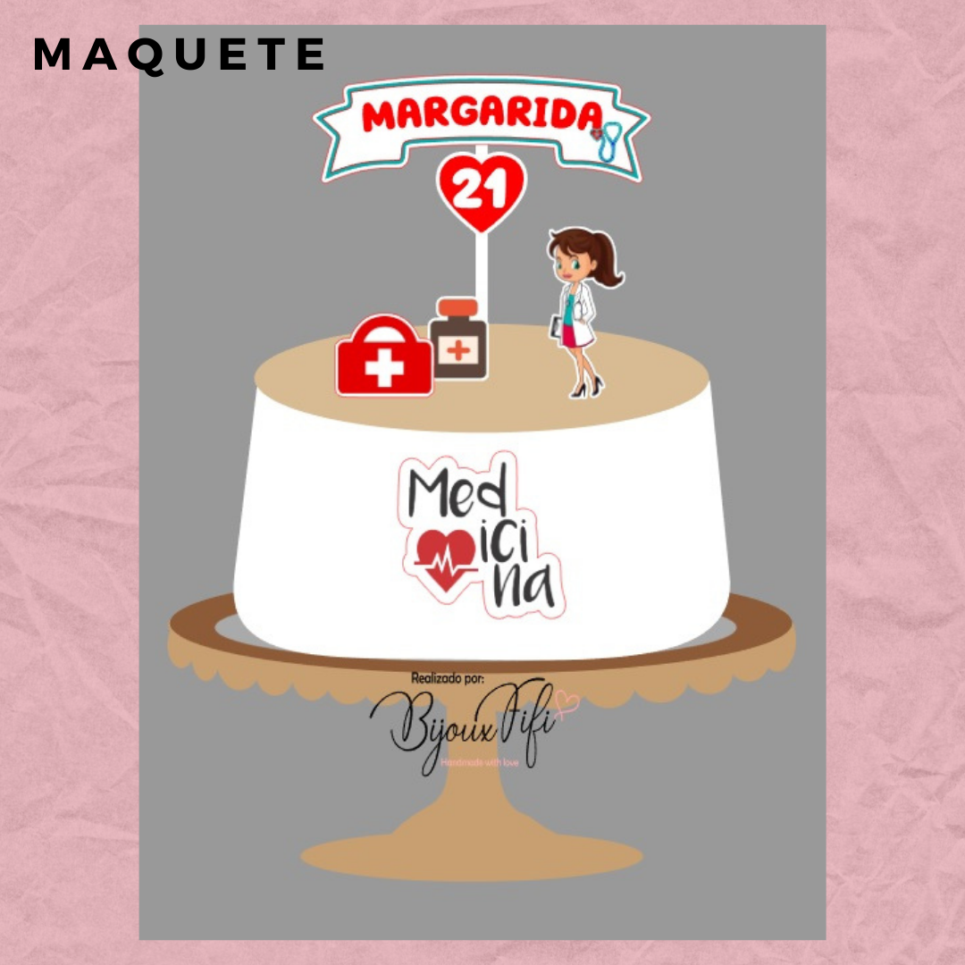 Topo de Bolo "Enfermeira"