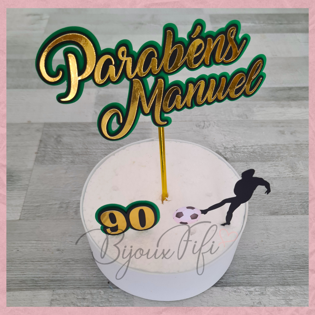 Topo de Bolo "Parabens+Nome+Idade"