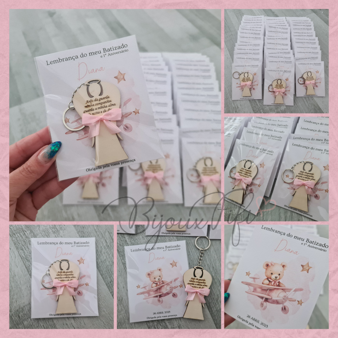 Porta-chaves anjo "Cute Bear" Rose