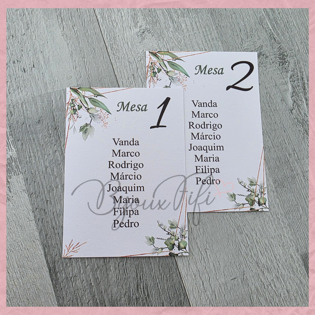 Cartões Seating Plan "Fly for Nature"