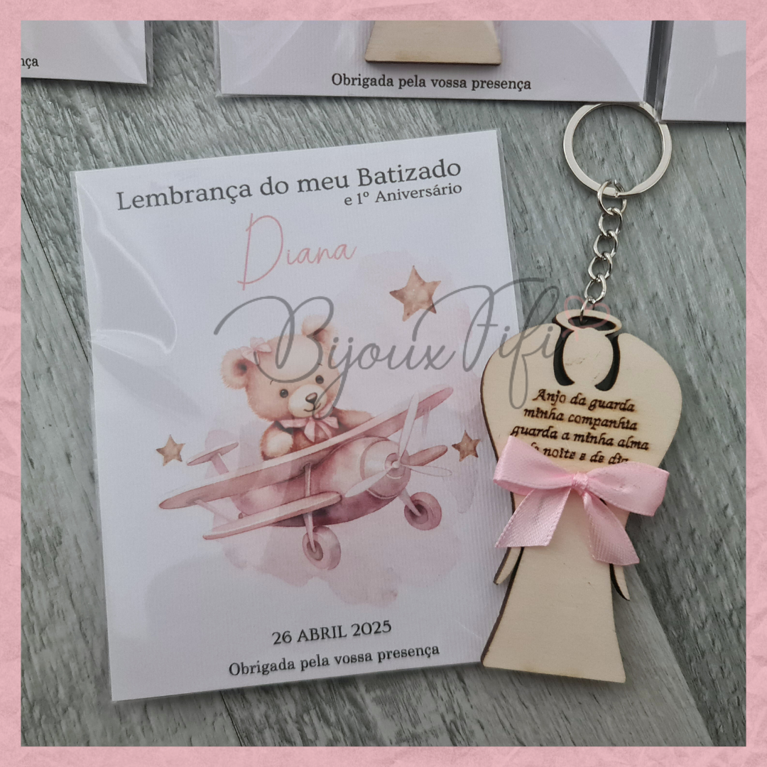 Porta-chaves anjo "Cute Bear" Rose