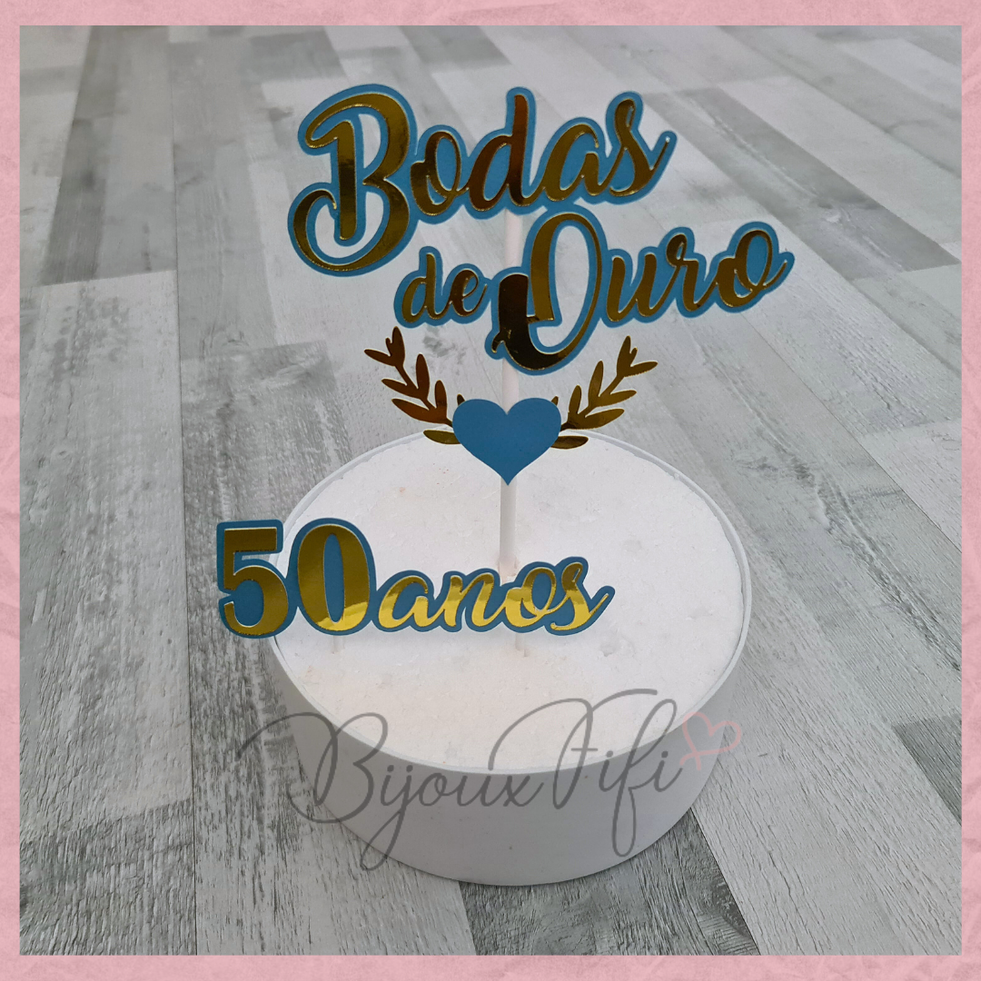Topo de Bolo "Bodas de Ouro"