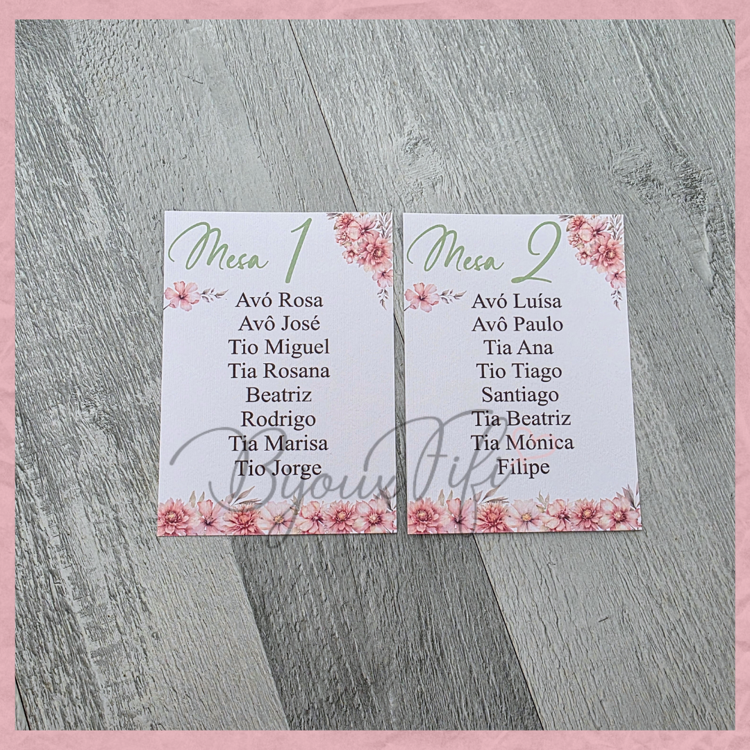 Cartões Seating Plan "Sweet Love Fly"