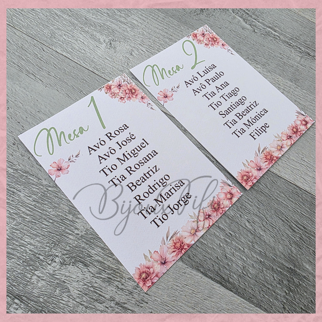 Cartões Seating Plan "Sweet Love Fly"
