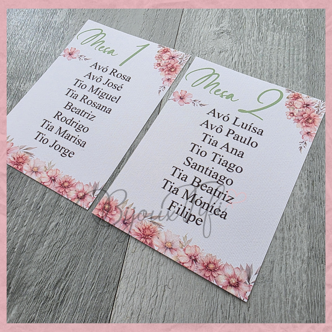 Cartões Seating Plan "Sweet Love Fly"