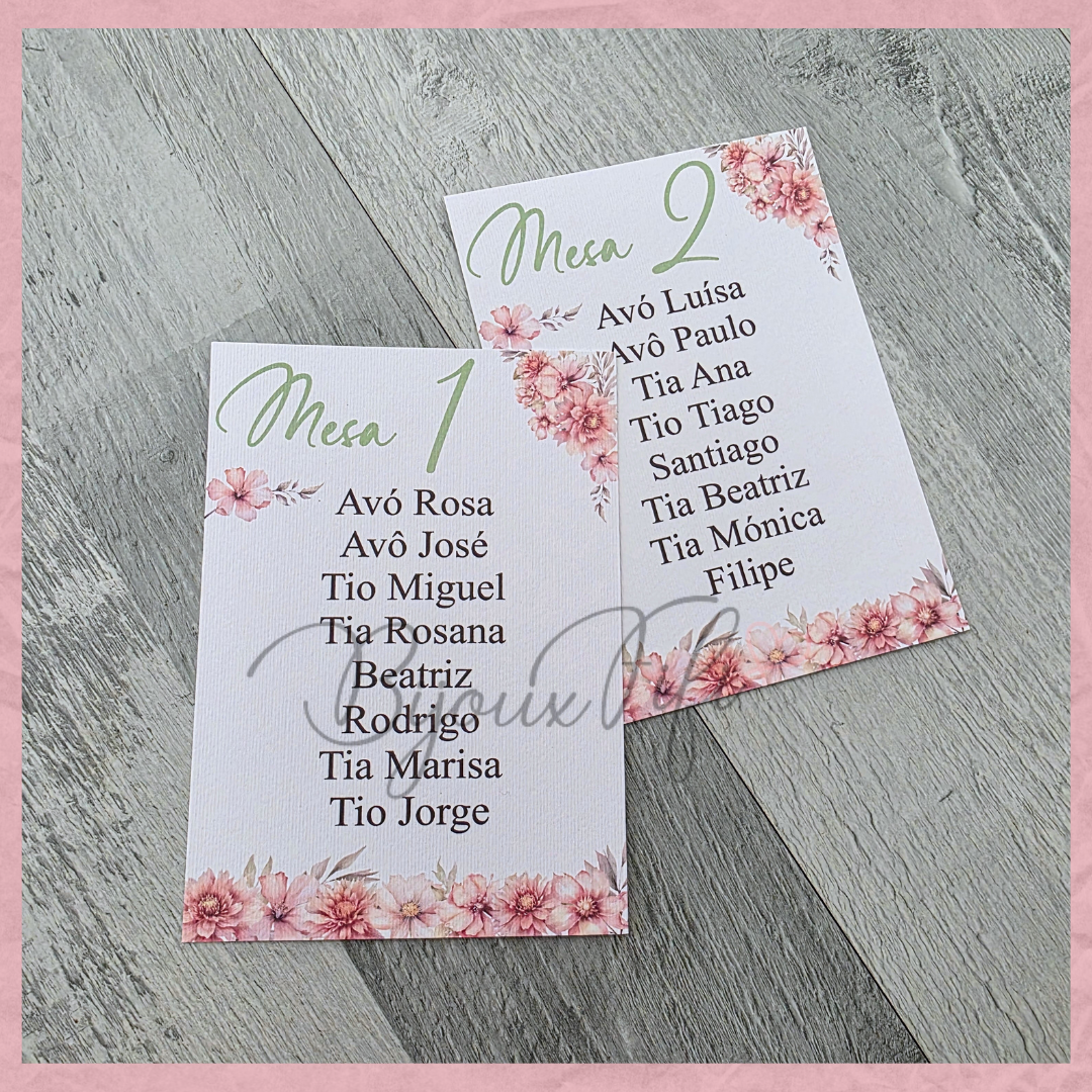 Cartões Seating Plan "Sweet Love Fly"