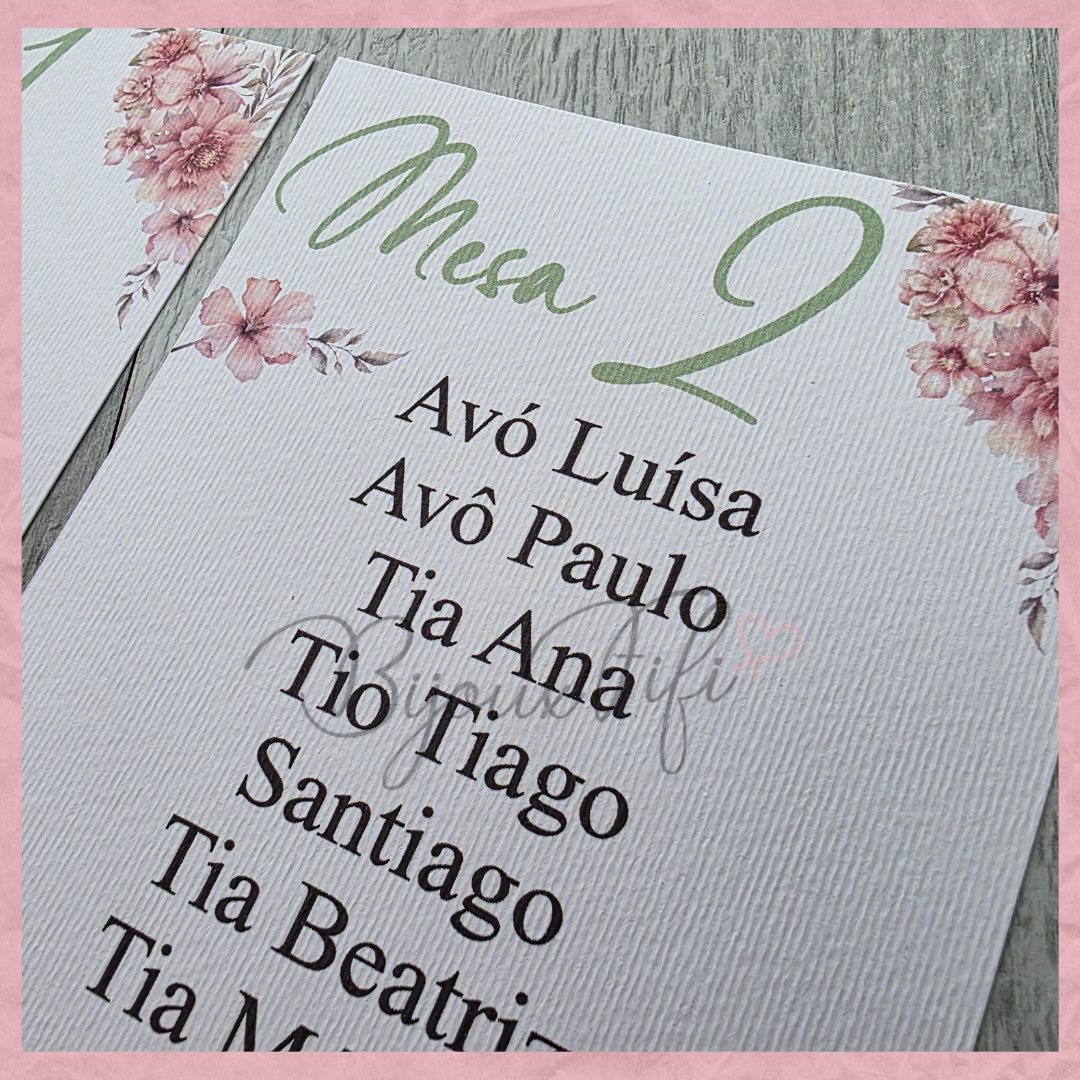 Cartões Seating Plan "Sweet Love Fly"