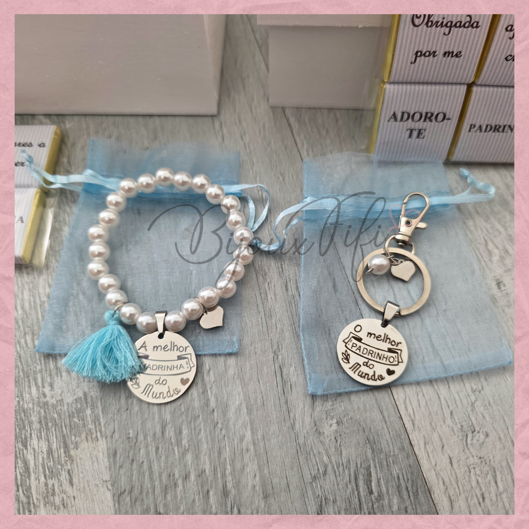 Caixa Oferta Padrinhos com Porta-Chaves - "Anjinho" (+cores)