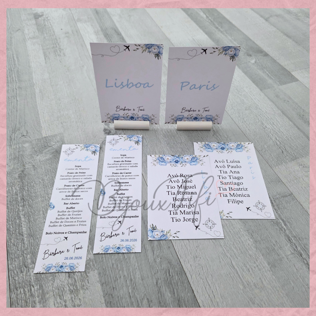 Cartões Seating Plan "Fly in the sky"