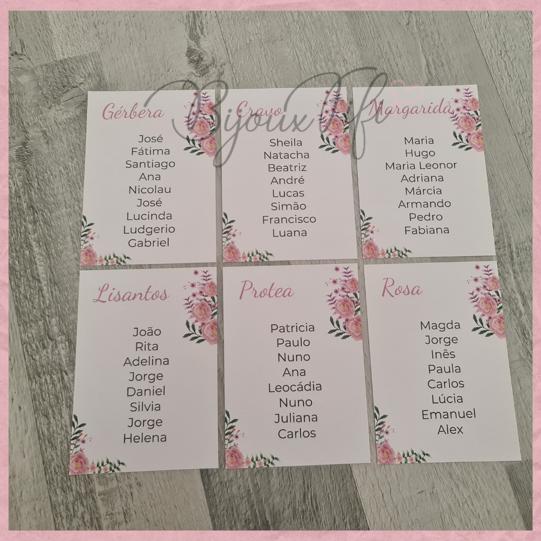 Cartões Seating Plan Floral MB012