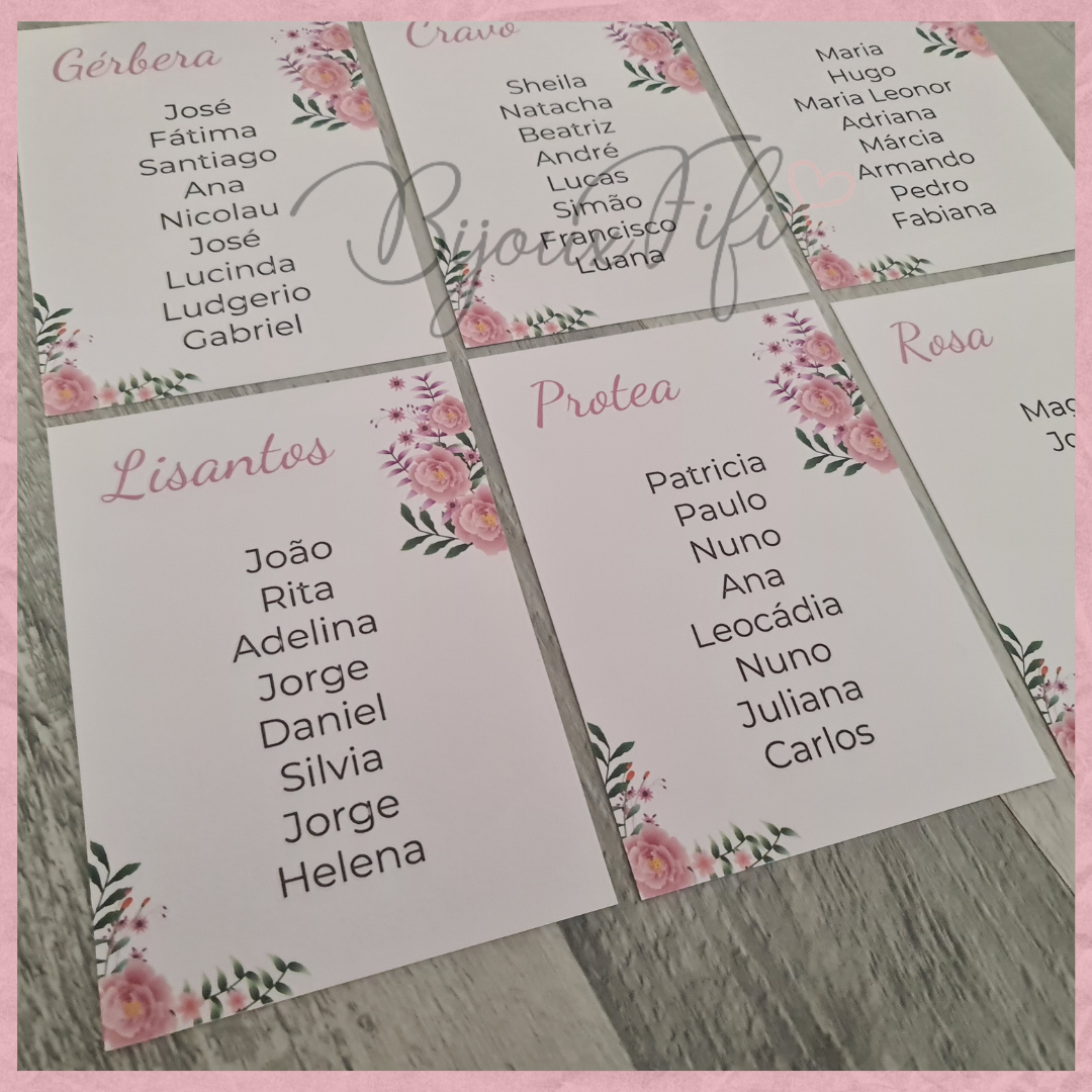 Cartões Seating Plan Floral MB012
