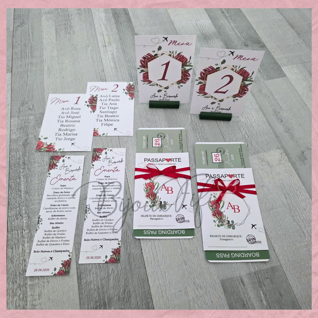 Convite Wedding Passaporte "Fly Protea"