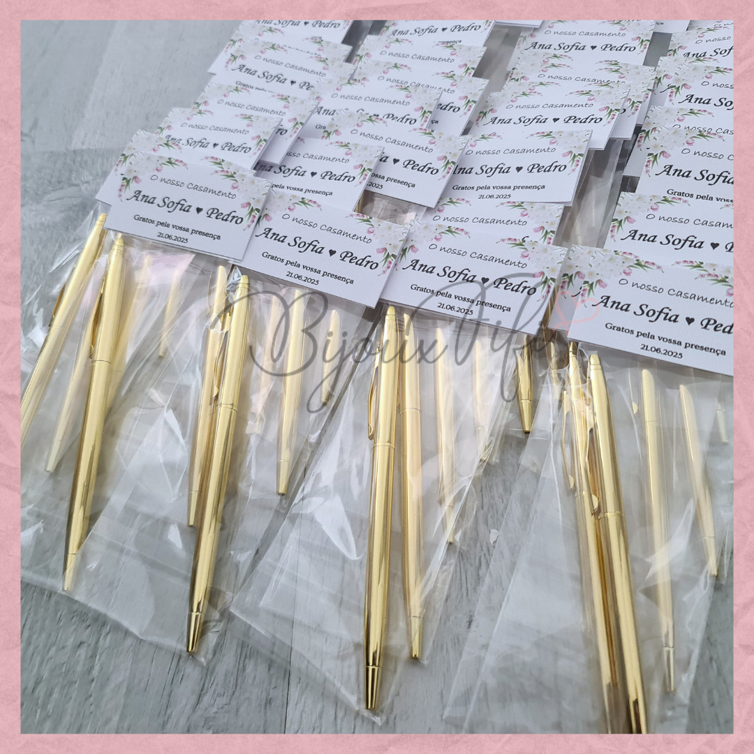 Caneta dourada "Floral Pink"