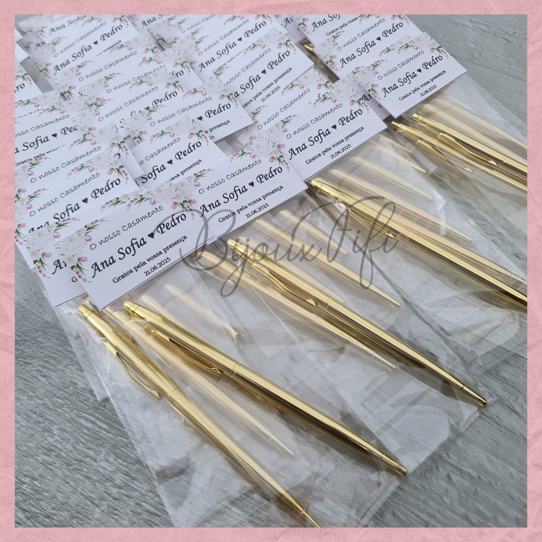 Caneta dourada "Floral Pink"