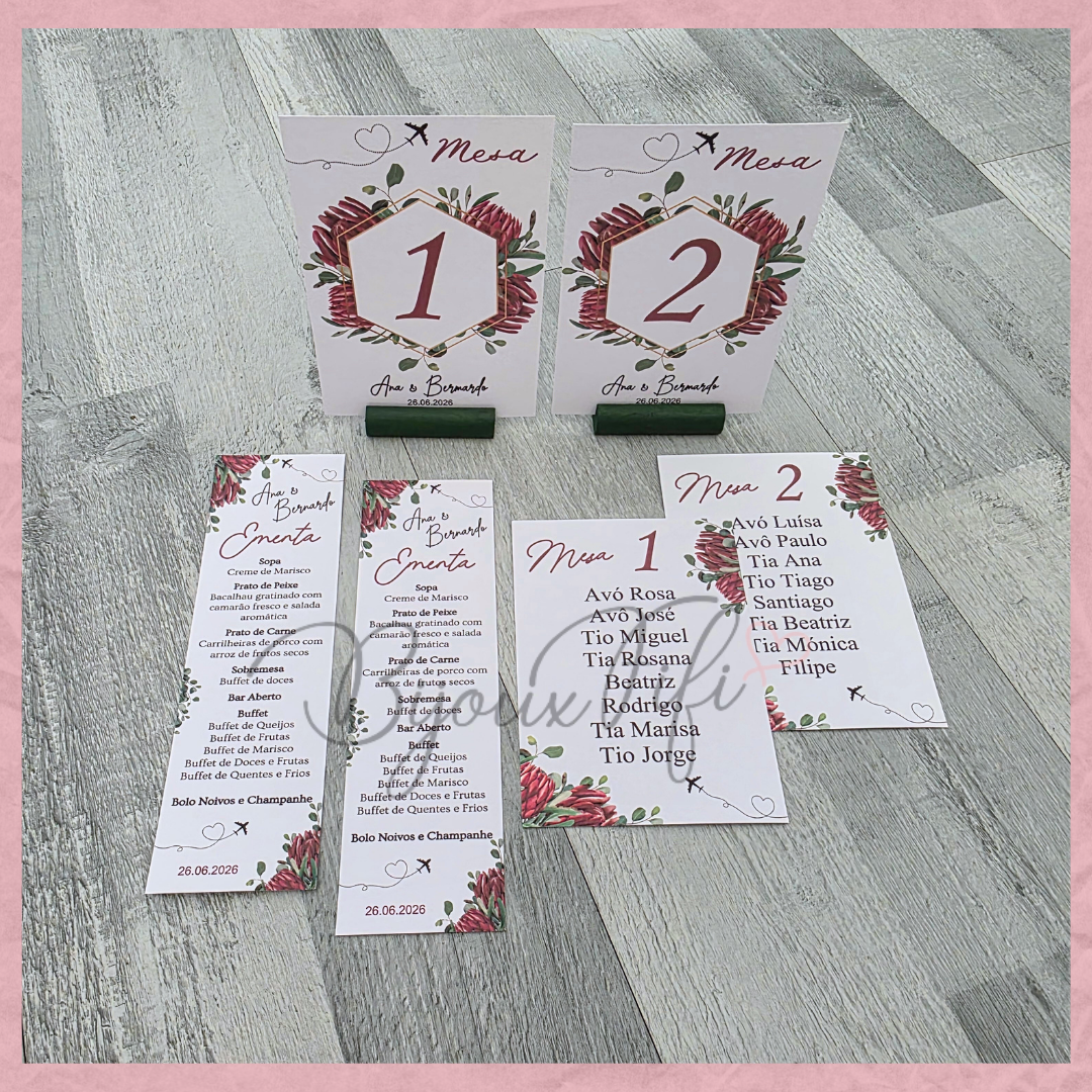 Cartões Seating Plan "Fly Protea"