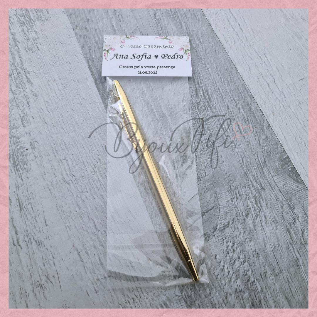 Caneta dourada "Floral Pink"