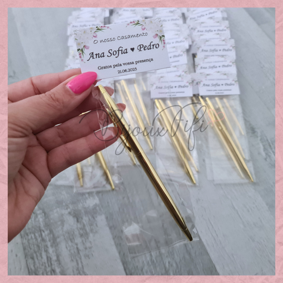 Caneta dourada "Floral Pink"