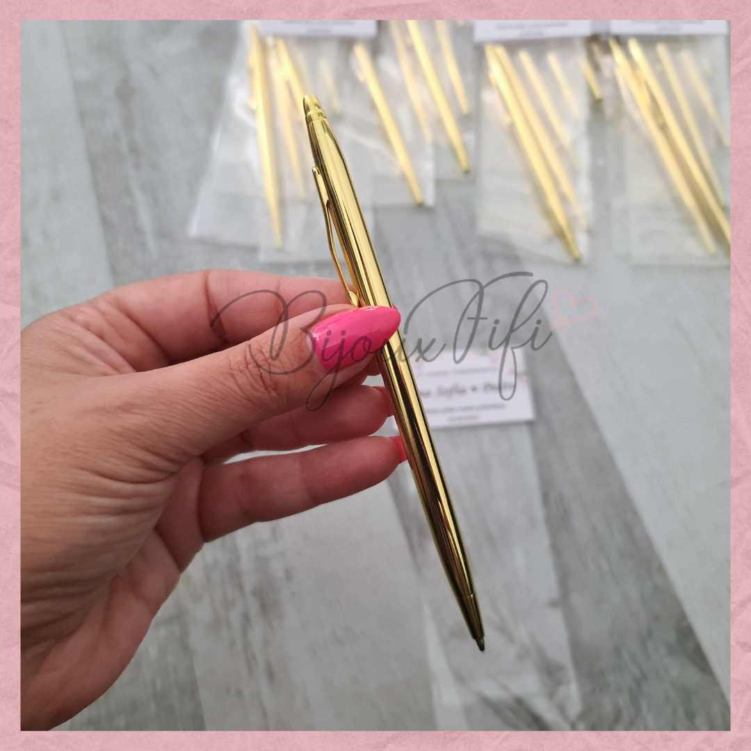 Caneta dourada "Floral Pink"