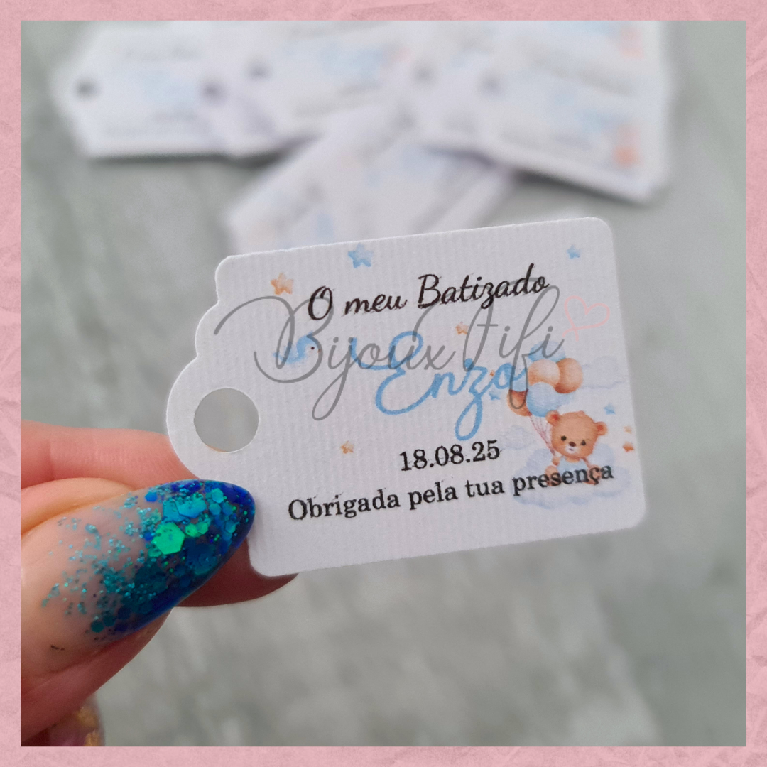 Etiqueta Floral Rect "Cute Bear" Blue