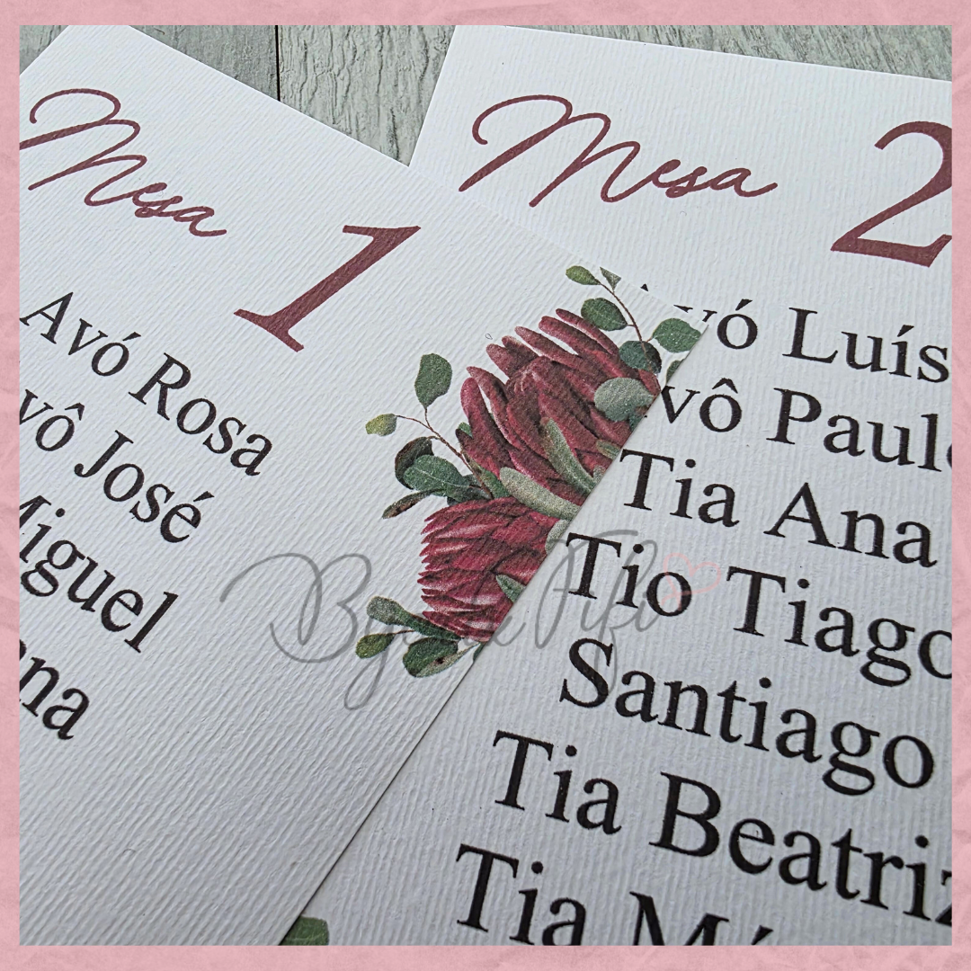 Cartões Seating Plan "Fly Protea"