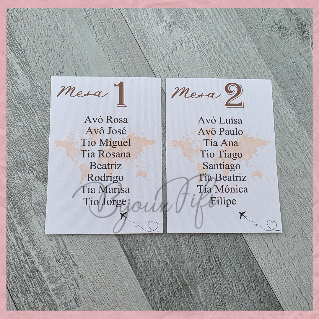 Cartões Seating Plan "Fly in the World"