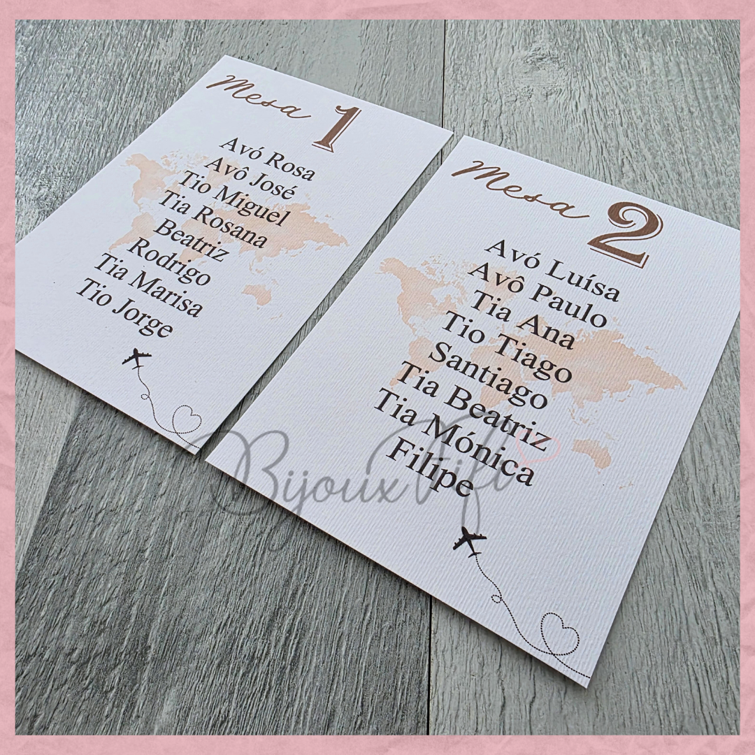 Cartões Seating Plan "Fly in the World"