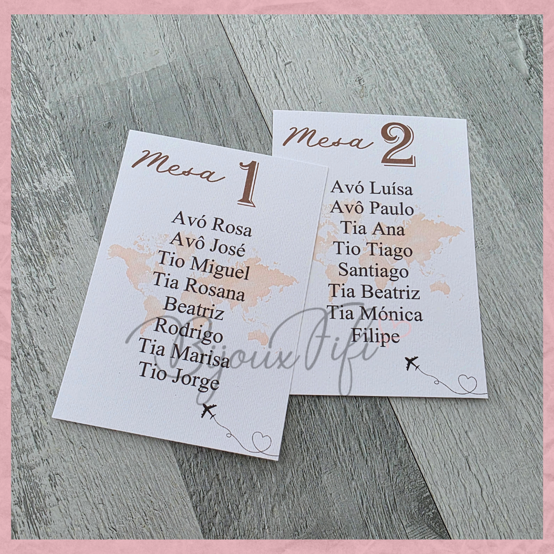 Cartões Seating Plan "Fly in the World"