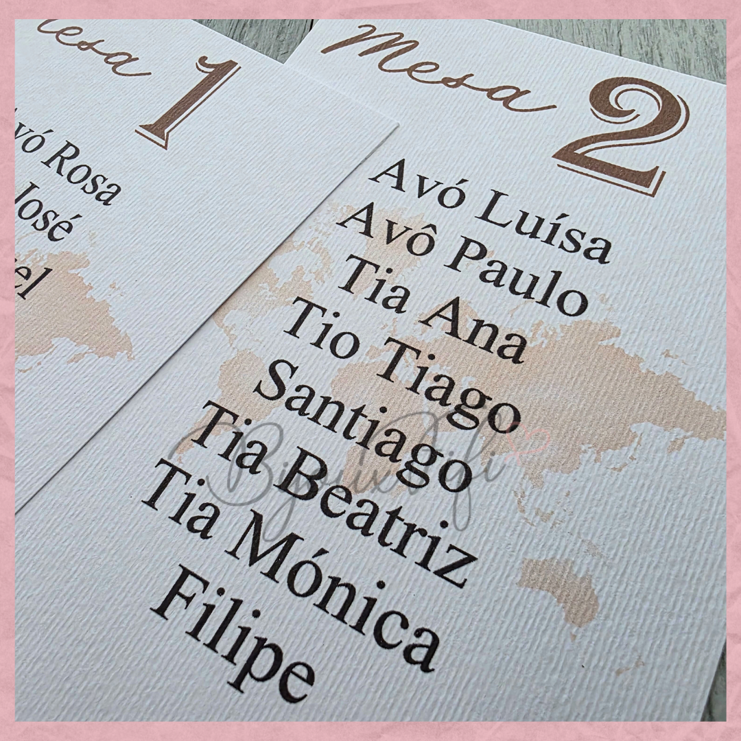Cartões Seating Plan "Fly in the World"