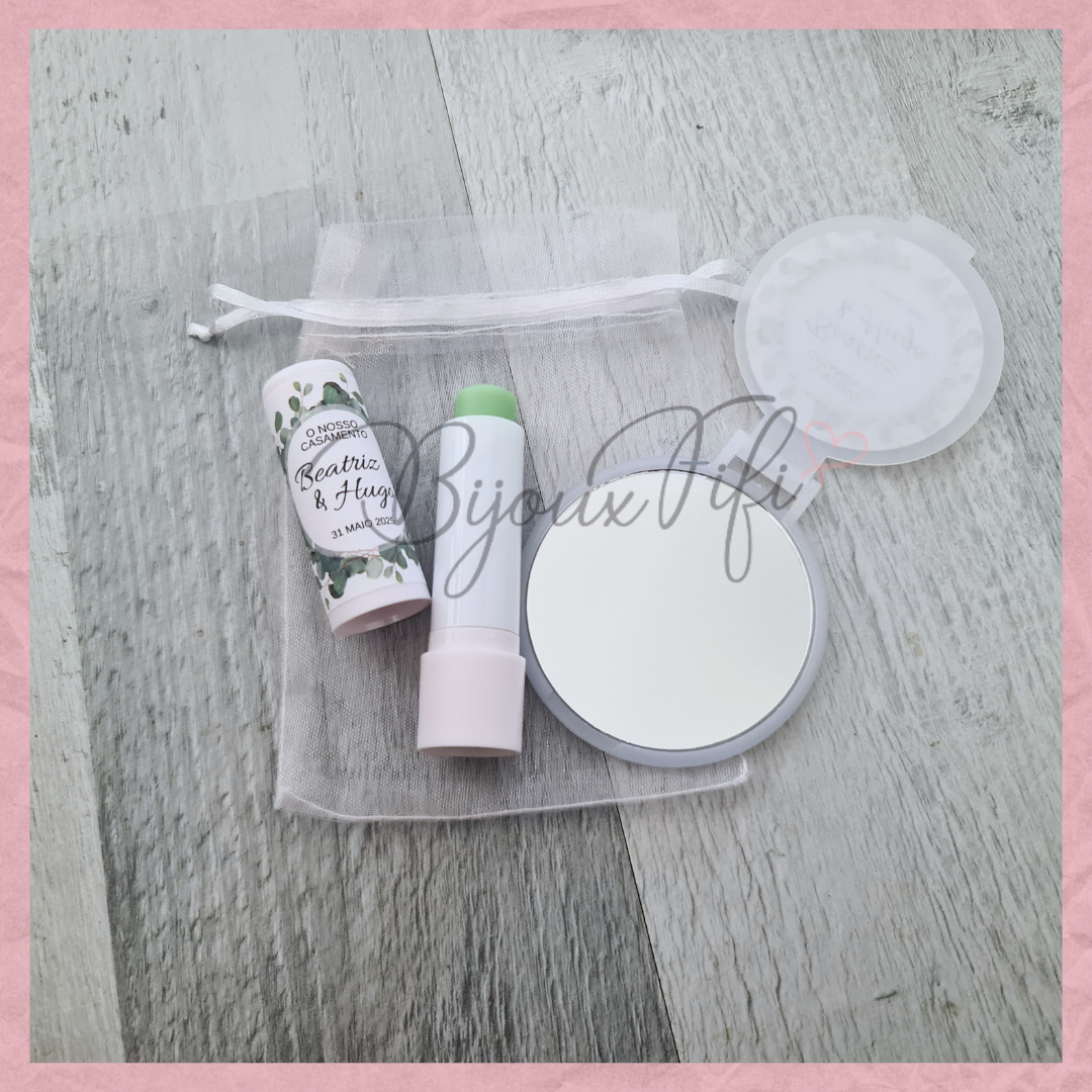 Kit Espelho de bolso+batom "Eucalyptus"