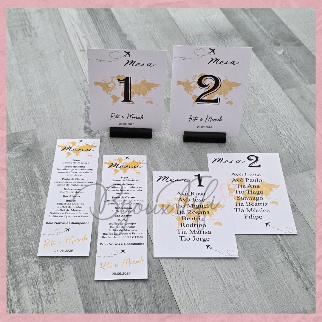 Cartões Seating Plan "Fly Gold"