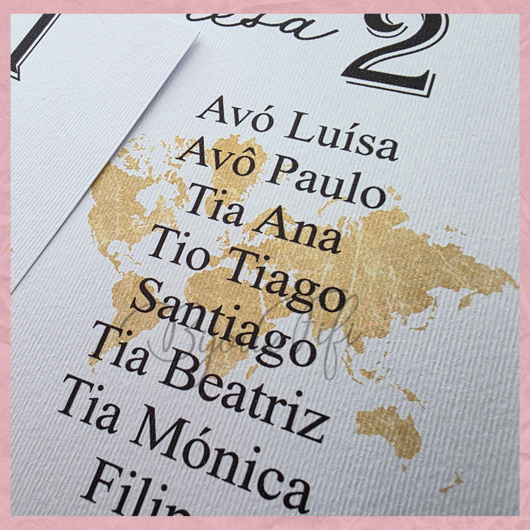 Cartões Seating Plan "Fly Gold"