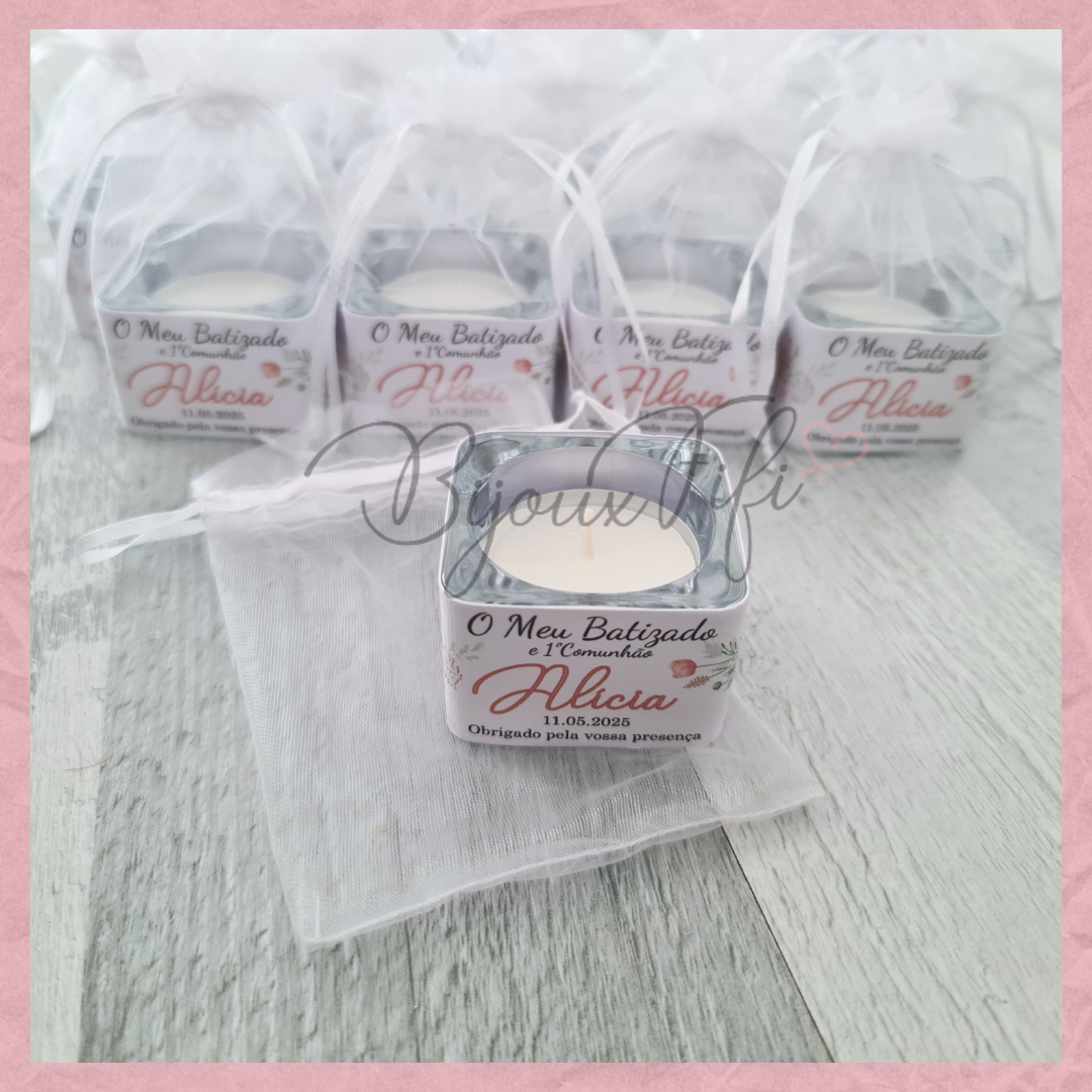Suporte de vidro com vela "Peach Fuzz"