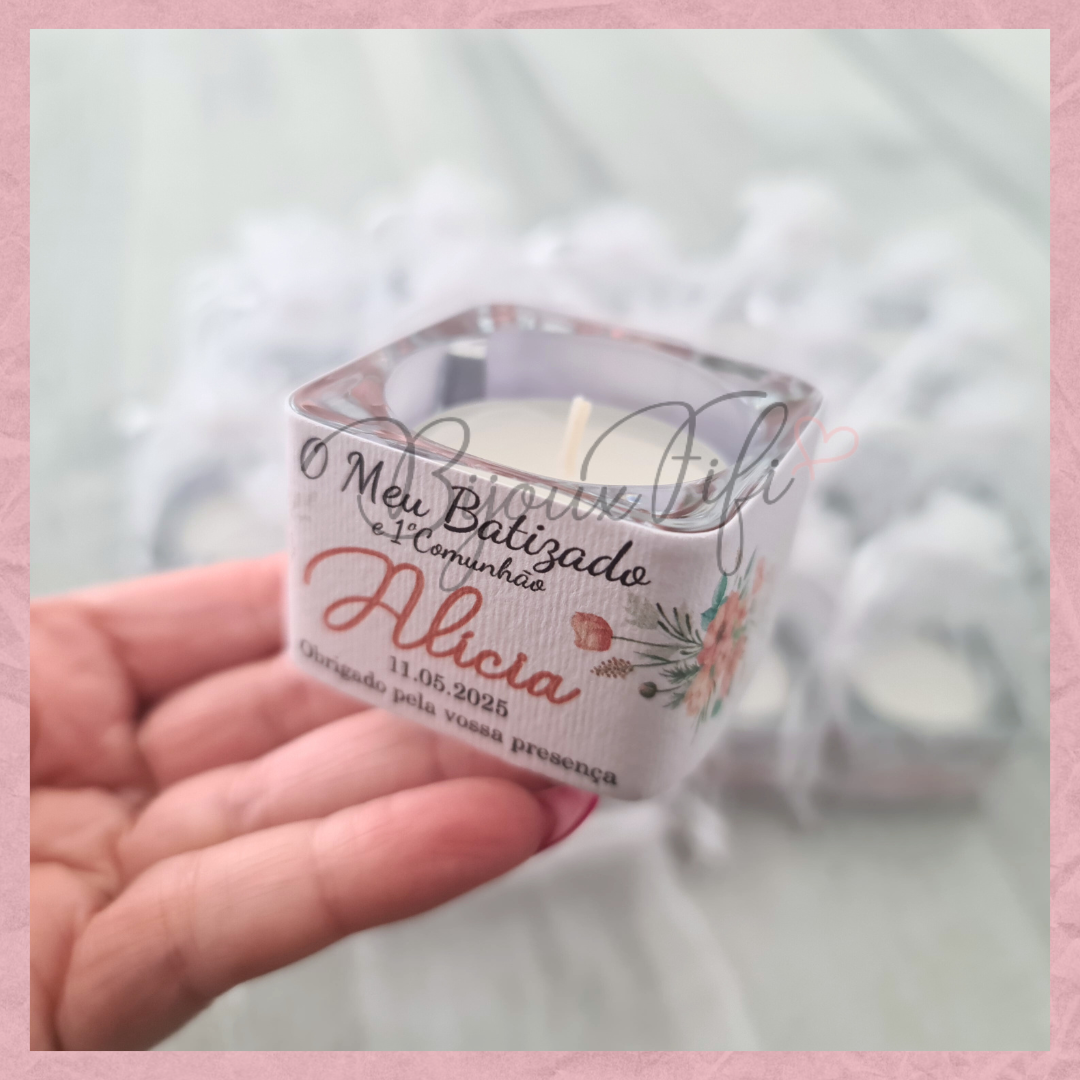Suporte de vidro com vela "Peach Fuzz"