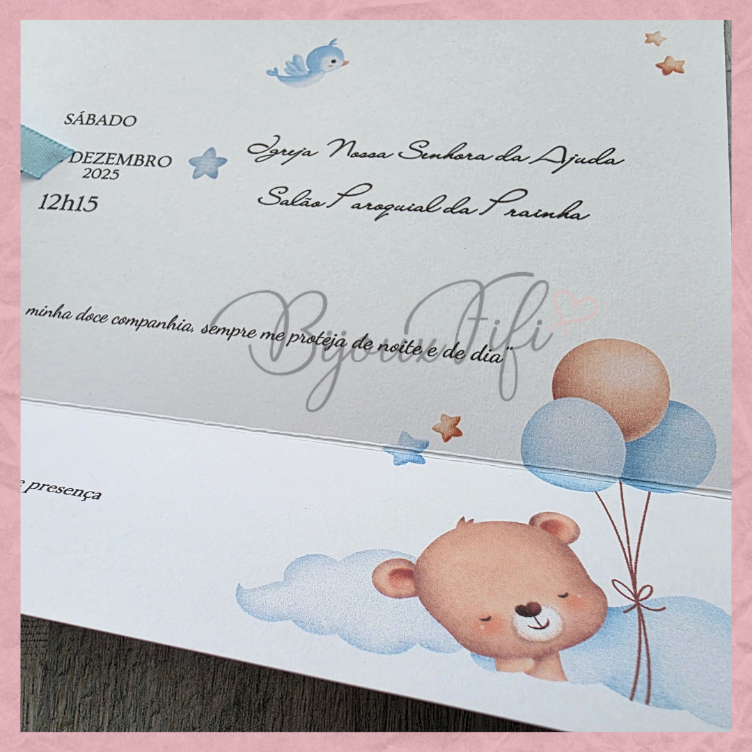 Convite dobrado "Cute Bear"