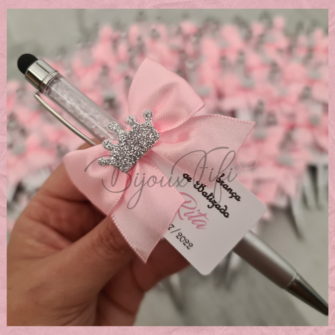 Caneta decorada com laço (+cores/+temas)