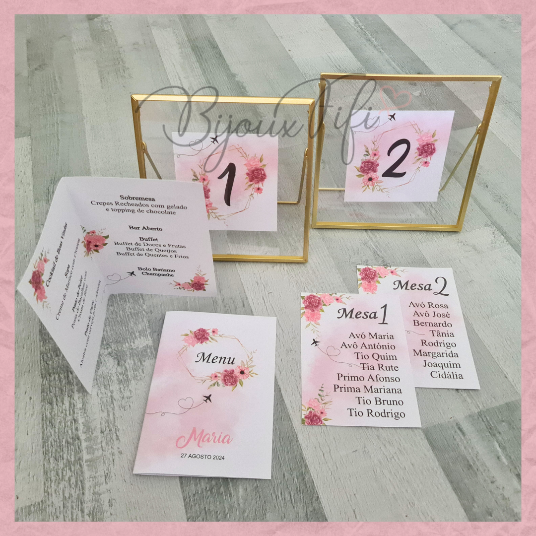 Marcador de Mesa em Moldura "Pink Passport"