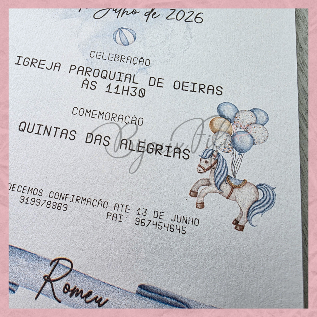 Convite dobrado "Fun Park" Blue