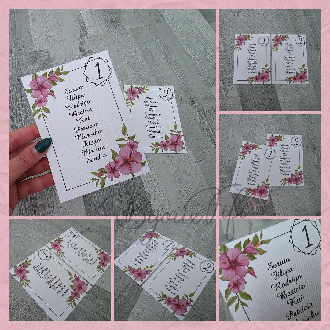 Cartões Seating Plan "Hibiscus"
