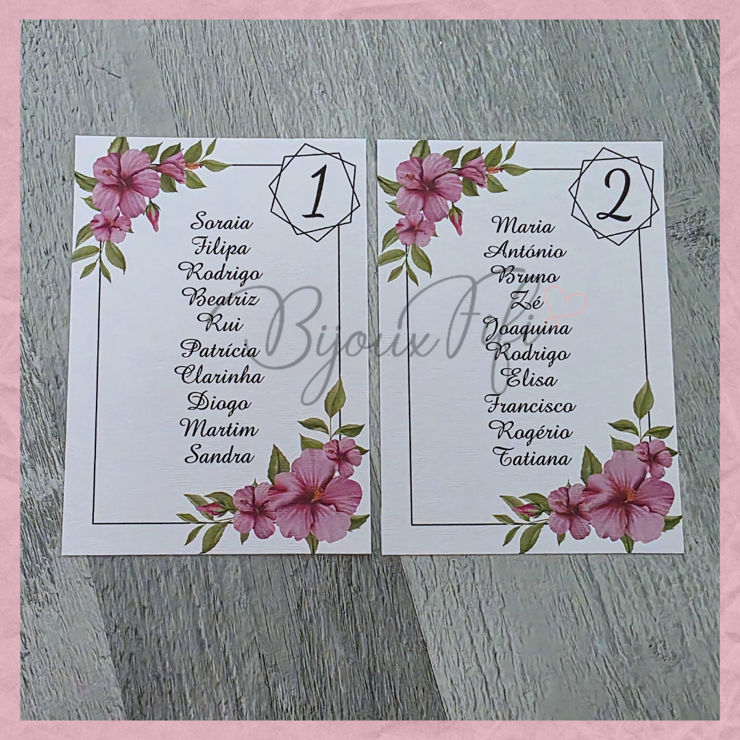 Cartões Seating Plan "Hibiscus"