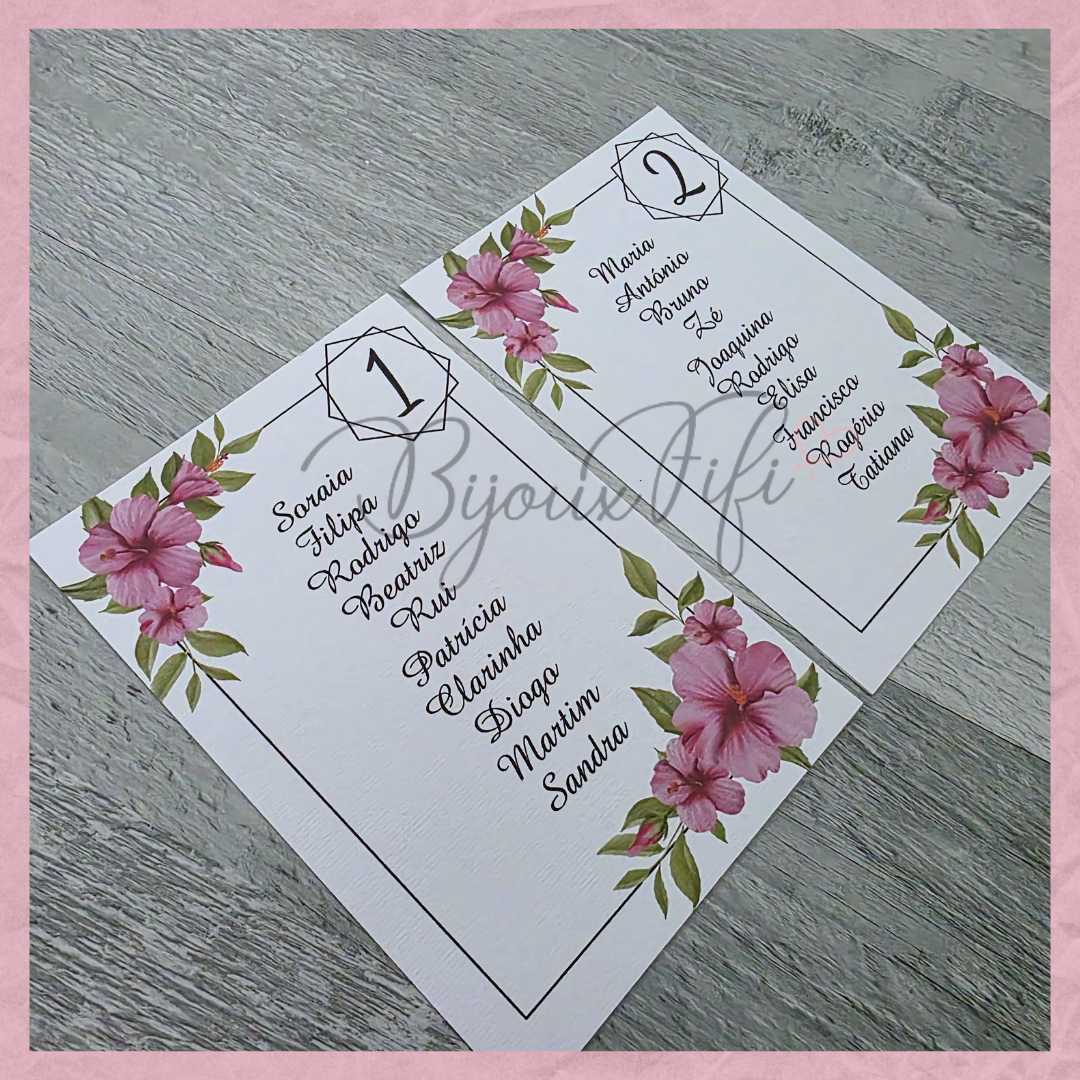 Cartões Seating Plan "Hibiscus"