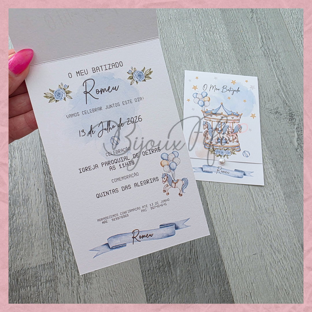 Convite dobrado "Fun Park" Blue