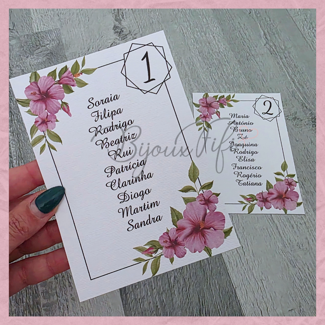 Cartões Seating Plan "Hibiscus"