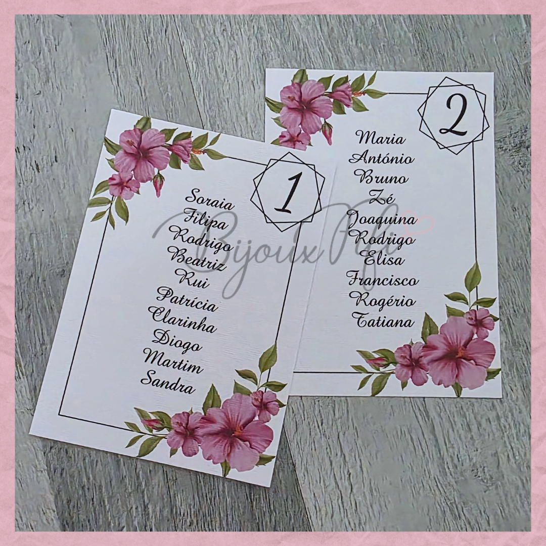 Cartões Seating Plan "Hibiscus"